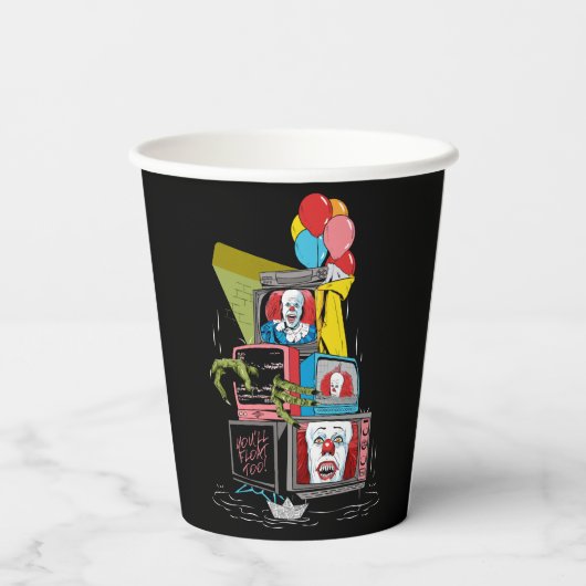 Klassieke Pennywise TV Stack - You'll Float Too Papieren Bekers (Achterkant)