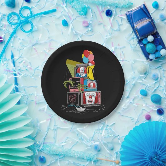 Klassieke Pennywise TV Stack - You'll Float Too Papieren Bordje (Feest)