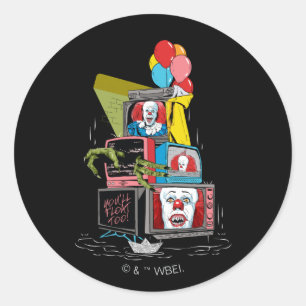 Klassieke Pennywise TV Stack - You'll Float Too Ronde Sticker