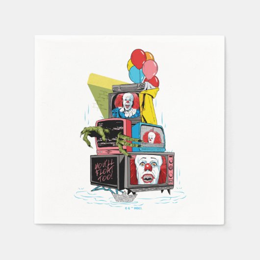 Klassieke Pennywise TV Stack - You'll Float Too Servet (Voorkant)