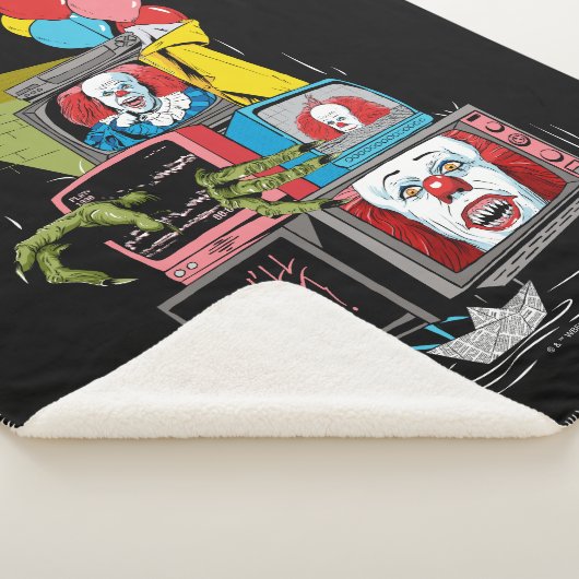 Klassieke Pennywise TV Stack - You'll Float Too Sherpa Deken (3/4)