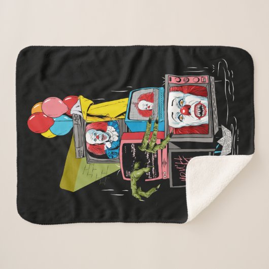 Klassieke Pennywise TV Stack - You'll Float Too Sherpa Deken (Voorkant (horizontaal))