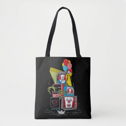 Klassieke Pennywise TV Stack - You'll Float Too Tote Bag (Voorkant)
