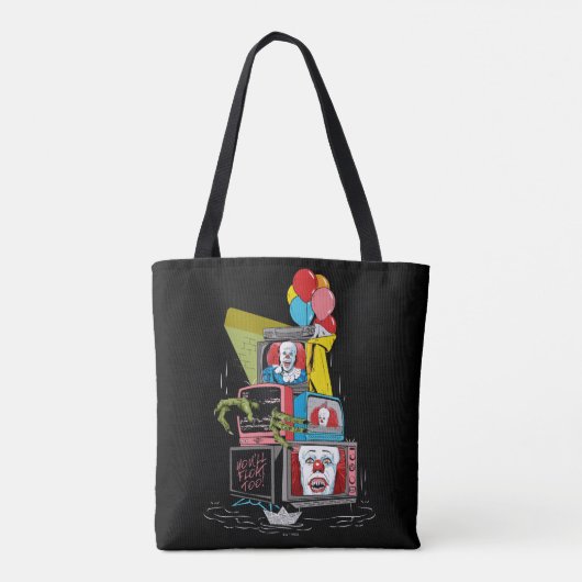 Klassieke Pennywise TV Stack - You'll Float Too Tote Bag (Achterkant)