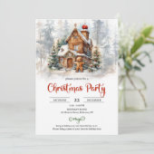 Klassieke peperkoek huis decoreren partij kaart (Staand voorkant)