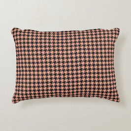 Klassieke Pepita Houndstooth Pattern Black Peach Accent Kussen