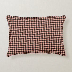 Klassieke Pepita Houndstooth Pattern Black Peach Accent Kussen