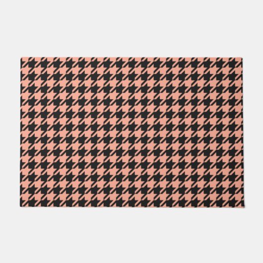 Klassieke Pepita Houndstooth Pattern Black Peach Deurmat (Voorkant)