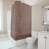 Klassieke Pepita Houndstooth Pattern Black Peach Douchegordijn (In situ)