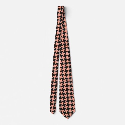 Klassieke Pepita Houndstooth Pattern Black Peach Stropdas (Achterkant)