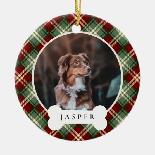 Klassieke, persoonlijke foto van Pet Dog en naam Keramisch Ornament (Voorkant)