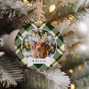 Klassieke, persoonlijke foto van Pet Dog en naam Keramisch Ornament