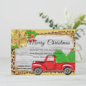 Klassieke Persoonlijke Kerstmis Retro Rode Truck Feestdagenkaart (Staand voorkant)