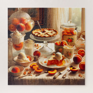 Klassieke Perzik Dessert Kunst Cottagecore Keuken Legpuzzel