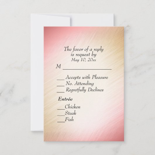Klassieke perzik RSVP met menu keuze (Voorkant)