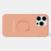 Klassieke perzikroze script monogram Case-Mate iPhone Hoesje (Achterkant horizontaal)