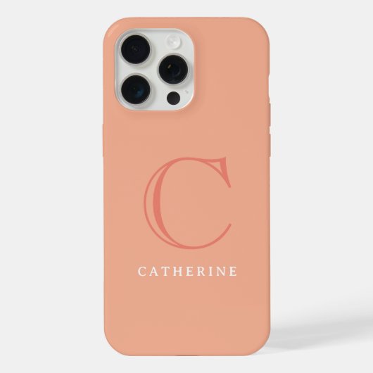Klassieke perzikroze script monogram Case-Mate iPhone Hoesje (Achterkant)