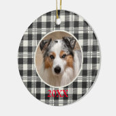 Klassieke Pet Photo Donkergrijze Buffalo Plaid Art Keramisch Ornament (Links)