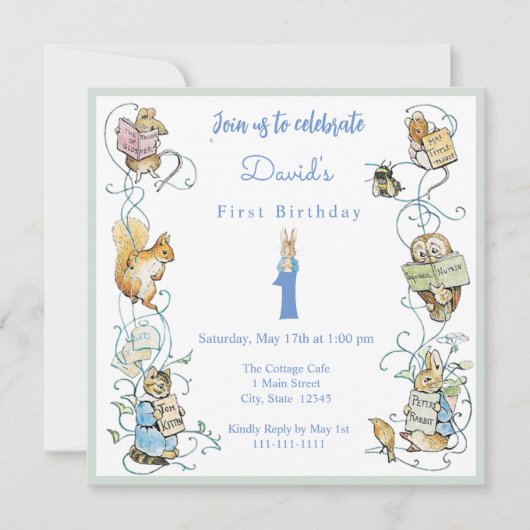 Klassieke Peter de Konijn Beatrix Potter Verjaarda Kaart (Voorkant)