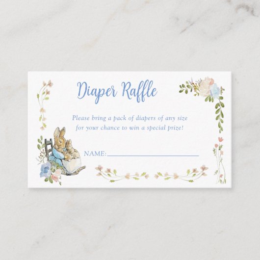 Klassieke Peter de Konijn Tweeling Luier Raffle Informatiekaartje (Voorkant)