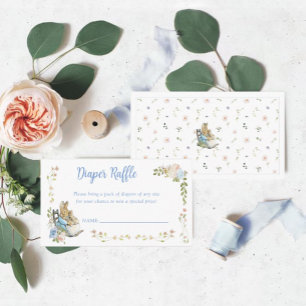 Klassieke Peter de Konijn Tweeling Luier Raffle Informatiekaartje