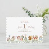 Klassieke Peter de Konijn Verjaardag Uitnodiging (Staand voorkant)