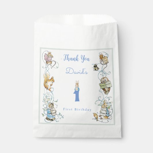 Klassieke Peter het Konijn Beatrix Potter Verjaard Bedankzakje (Voorkant)
