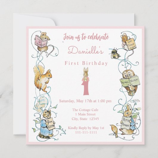Klassieke Peter het Konijn Beatrix Potter Verjaard Kaart (Voorkant)