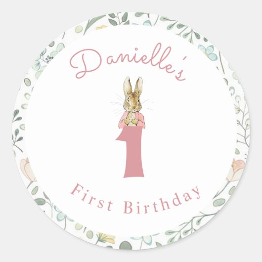 Klassieke Peter het Konijn Beatrix Potter Verjaard Ronde Sticker (Voorkant)