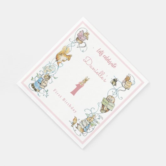 Klassieke Peter het Konijn Beatrix Potter Verjaard Servet (Hoek)