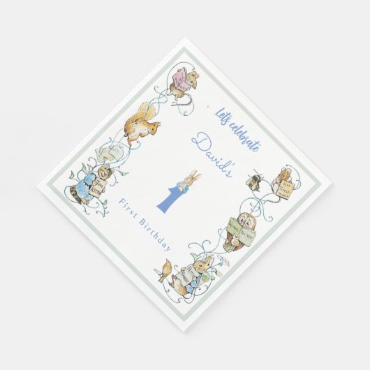 Klassieke Peter het Konijn Beatrix Potter Verjaard Servet (Hoek)