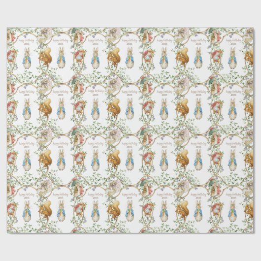 Klassieke Peter het Konijn Verjaardag Cadeaupapier (Vlak)