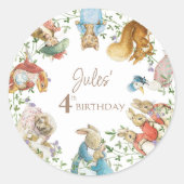 Klassieke Peter het Konijn Verjaardag Ronde Sticker (Voorkant)