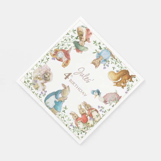 Klassieke Peter het Konijn Verjaardag Servet (Hoek)