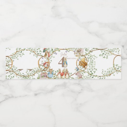 Klassieke Peter het Konijn Verjaardag Waterfles Etiket (Enkel label)