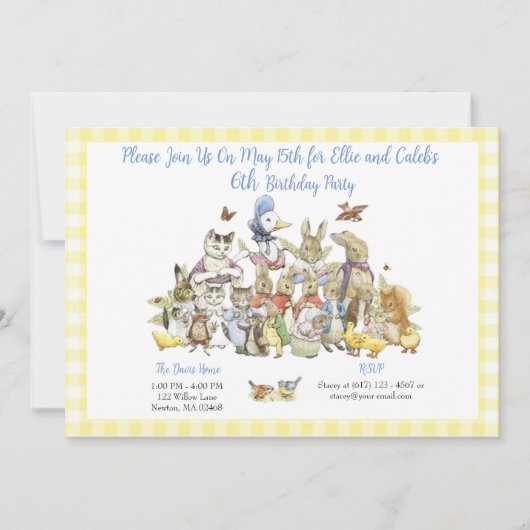 Klassieke Peter het Konijn Verjaardagsfeestje Uitn Kaart (Voorkant)