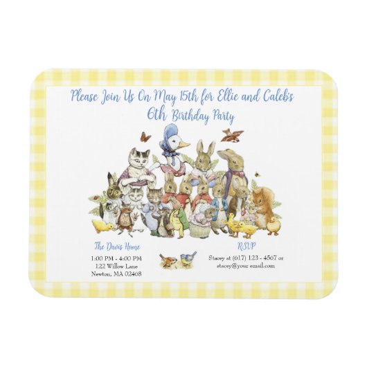 Klassieke Peter het Konijn Verjaardagsfeestje Uitn Magneet (Horizontaal)