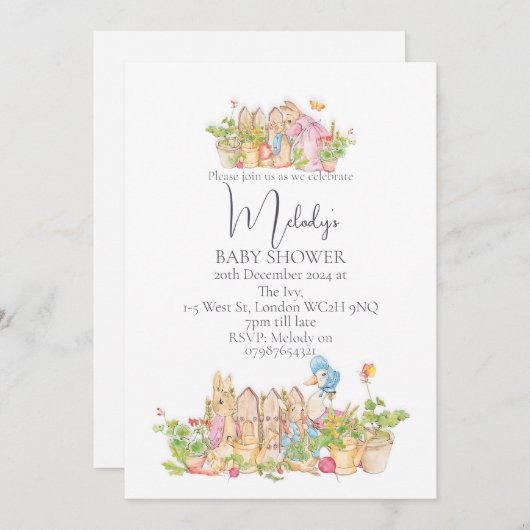 Klassieke Peter Rabbit 5x7 Baby Shower Uitnodiging (Voorkant / Achterkant)