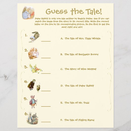 Klassieke Peter Rabbit Thema Baby Shower Spel Flye Flyer