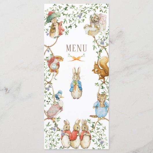 Klassieke Peter the Rabbit Beatrix Baby shower Menu (Achterkant)