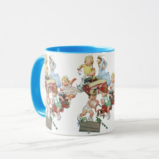 Klassieke peuters spelen met brandweerwagens mok (Voorkant links)