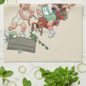 Klassieke peuters spelen met brandweerwagens theedoek (Gevouwen)