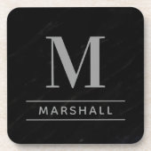 Klassieke Pewter Gray Aangepast Monogram Initiaal Bier Onderzetter (Voorkant)