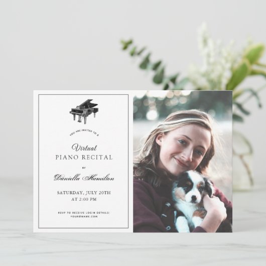 Klassieke Piano Wit Virtuele Overweging Foto Kaart (Staand voorkant)