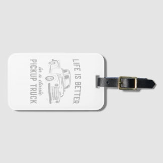 Klassieke Pick-up Truck Man Vintage Bagagelabel