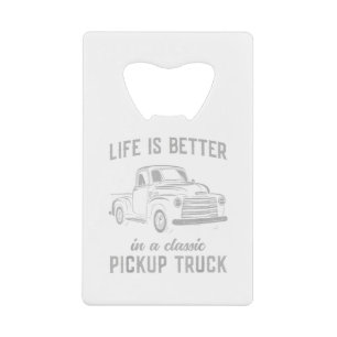 Klassieke Pick-up Truck Man Vintage Creditkaart Flessenopener