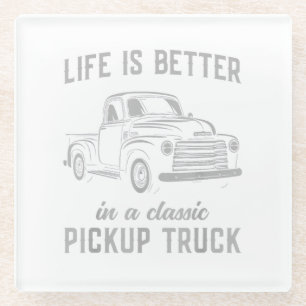 Klassieke Pick-up Truck Man Vintage Glazen Onderzetter