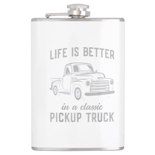 Klassieke Pick-up Truck Man Vintage Heupfles (Voorkant)