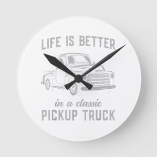 Klassieke Pick-up Truck Man Vintage Ronde Klok