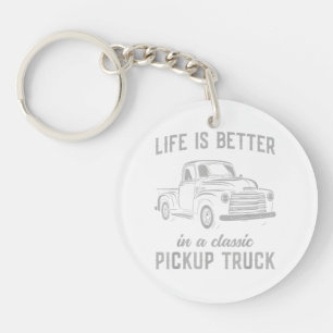 Klassieke Pick-up Truck Man Vintage Sleutelhanger